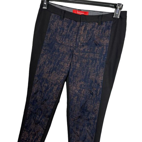 Anthropologie Cartonnier Black Charlie Ankle Trouser Front Jacquard Pants Size 4 - Picture 1 of 6